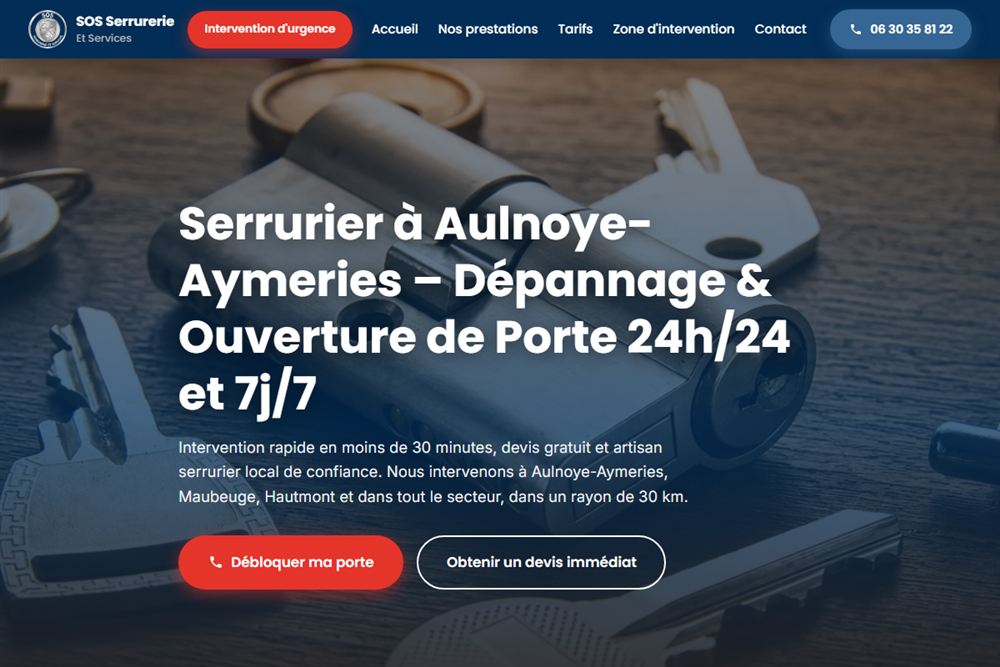 Aperçu du site internet réalisé pour SOS Serrurerie et Services